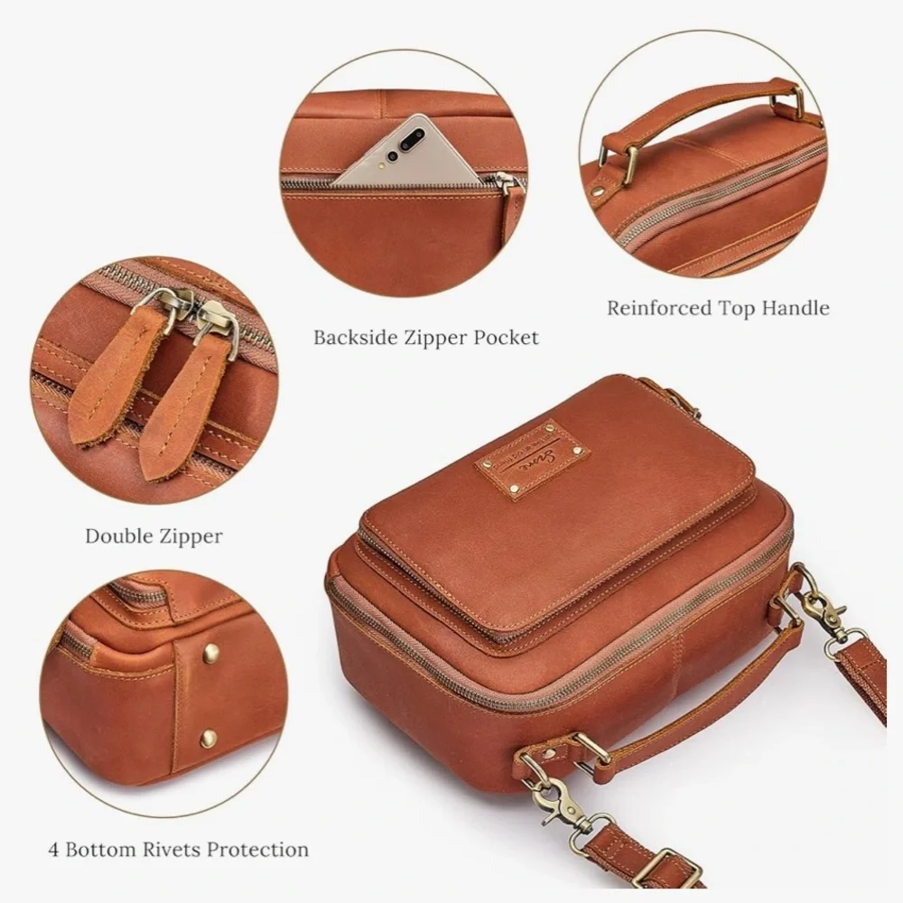 S-ZONE Genuine Leather Crossbody Shoulder Bag Purse Handbag‎